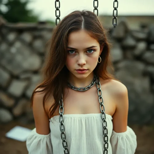 a white girl in chains