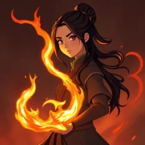 **Character Name:** Kaelin Naru **Backstory:** In the heart of the Fire Nation, where the flames dance as fervently as the spirits of its people, sixteen-year-old Kaelin Naru struggles to carve her identity amidst the expectations of her lineage. Born into a noble family known for their fierce prowess in firebending, Kaelin possesses an innate talent that often eclipses her desire for self-discovery. Her parents envision her as a future leader, a symbol of strength and ambition, yet she yearns for a life beyond the confines of duty. Haunted by the legacy of her ancestors, Kaelin embarks on a journey to understand the true nature of power. She often wanders the volcanic landscapes, training not just her bending skills, but also exploring the delicate balance between fire\'s destructive force and its capacity for creation. In her solitude, she finds solace in the whispers of the wind and the warmth of the sun, contemplating the weight of expectation on her shoulders. As she navigates the complexities of her world, Kaelin’s fiery spirit ignites a desire for change, challenging the rigid traditions of her upbringing. She learns that true strength lies not in domination but in understanding, as she seeks to redefine what it means to be a daughter of the Fire Nation.